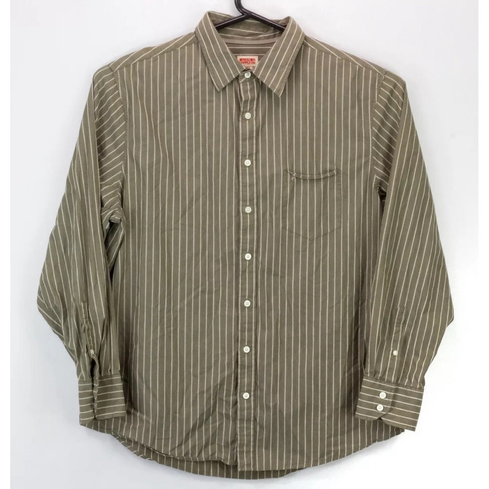 Mossimo Mens Button Up Long Sleeve Collared Shirt Size XL Brown White‎ Striped